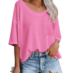 Loose Blouse Casual V Neck Shirt - Nadorine (Us Only)
