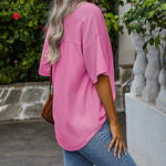 Loose Blouse Casual V Neck Shirt - Nadorine (Us Only)