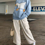 Spoof Duck Pattern Knitted Sweater Casual Loose Round Neck Unisex Sweater