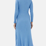 Women's Sweater Dress Twist Front Cutout Long Sleeve Bodycon Slim Fit Knit Ribbed Midi Dress with Slit