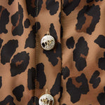 Retro Vacation Halter Neck Brown Leopard-print Chiffon Slit Maxi Dress