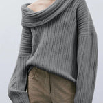 Nadorine Chic One Shoulder Wrapped Knitted Loose Sweater