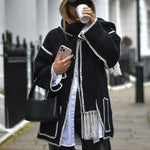 Women's Thickened Loose Woolen Coat with Fringed Scarf