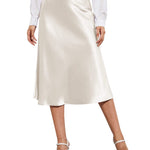 Satin Zipper Elegant Work Skirts - Nadorine (US Only)