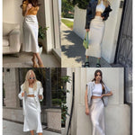 Satin Zipper Elegant Work Skirts - Nadorine (US Only)