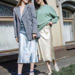 Satin Zipper Elegant Work Skirts - Nadorine (US Only)