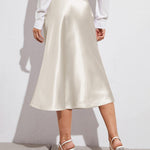 Satin Zipper Elegant Work Skirts - Nadorine (US Only)