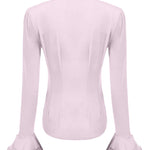 Women Bow Tie Neck Blouses Ruffle Long Sleeve Shirts Button-Down Office Work Casual Tops XS-3XL - Nadorine (Us Only)