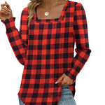 Nadorine Long Sleeve Shirts Square Neck Pleated Tunic Tops