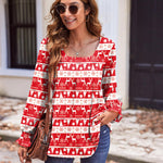 Nadorine Long Sleeve Shirts Square Neck Pleated Tunic Tops