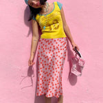 Nadorine Midi Skirt High Waisted Solid Satin Dress