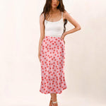 Nadorine Midi Skirt High Waisted Solid Satin Dress