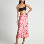 Nadorine Midi Skirt High Waisted Solid Satin Dress