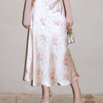 Nadorine Midi Skirt High Waisted Solid Satin Dress