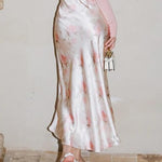 Nadorine Midi Skirt High Waisted Solid Satin Dress