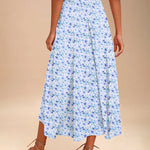 High Waisted Flowy Elastic Skirts , Lightweight Long Skirts - Nadorine (Us Only)