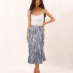 Nadorine Midi Skirt High Waisted Solid Satin Dress