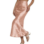 Nadorine Midi Skirt High Waisted Solid Satin Dress