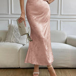 Nadorine Midi Skirt High Waisted Solid Satin Dress