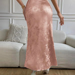 Nadorine Midi Skirt High Waisted Solid Satin Dress