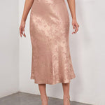 Nadorine Midi Skirt High Waisted Solid Satin Dress