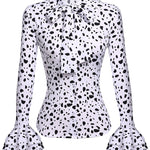 Women Bow Tie Neck Blouses Ruffle Long Sleeve Shirts Button-Down Office Work Casual Tops XS-3XL - Nadorine (Us Only)