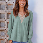Nadorine Casual Lace V Neck T-Shirts