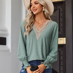 Nadorine Casual Lace V Neck T-Shirts