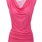 Ruched Cowl Neck Tank Tops - Nadorine (Us Only)