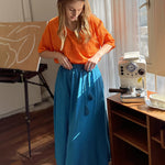 High Waisted Flowy Elastic Skirts , Lightweight Long Skirts - Nadorine (Us Only)