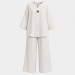 Phoebe Collins | Linen Tunic & Wide Leg Palazzo Pants Set For Women