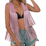 Nadorine Fringe Vest 70s Cowgirl Costume Faux Suede Rave