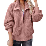 Fuzzy Fleece Jackets Oversized Open Front Coat Zipper Outwear(TTShop02) - Nadorine (Us Only)