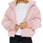 Women's Winter Long Sleeve Full Zipper Baggy Puffer Short Down Jacket Coat - Nadorine (Us Only)