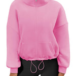 Zeagoo Womens Fleece Jacket Full Zip Crop Hoodie Long Sleeve Pullover Sweatshirts Oversized 2023 Fall Winter Coat