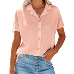 Nadorine Women's Button Down Short Sleeve Blouse