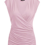 Nadorine Cross Wrap Tunic Ruched Tank Tops