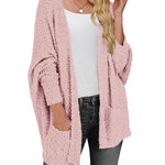 Nadorine Women's 2023 Fall Winter Popcorn Cardigan Open Front Batwing Sleeve Oversized Chunky Knit Sweater with Pockets