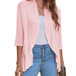 Nadorine Women's 3/4 Sleeve Draped Ruffles Cardigan