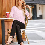 Swiss Dot Chiffon 3/4 Ruffle Sleeve Blouse - Nadorine (Us Only)