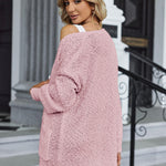 Nadorine Women's 2023 Fall Winter Popcorn Cardigan Open Front Batwing Sleeve Oversized Chunky Knit Sweater with Pockets