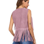 Nadorine Fringe Vest 70s Cowgirl Costume Faux Suede Rave