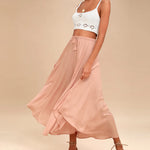 High Waisted Flowy Elastic Skirts , Lightweight Long Skirts - Nadorine (Us Only)