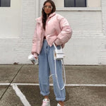 Women's Winter Long Sleeve Full Zipper Baggy Puffer Short Down Jacket Coat - Nadorine (Us Only)