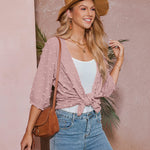 Women Swiss Dot Chiffon Cardigan Lightweight Beach Cover Up 3/4 Sleeve Cardigan - Nadorine (Us Only)