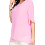 Womens Casual Scoop Neck Loose Top 3/4 Sleeve Chiffon Blouse Shirt Tops - Nadorine (Us Only)