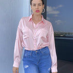 Satin Silk Button Down Shirts - Nadorine (Us Only)