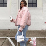 Women's Winter Long Sleeve Full Zipper Baggy Puffer Short Down Jacket Coat - Nadorine (Us Only)