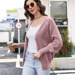 Lantern Sleeve Button Down Cable Knit Sweate - Nadorine (Us Only)