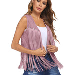 Nadorine Fringe Vest 70s Cowgirl Costume Faux Suede Rave